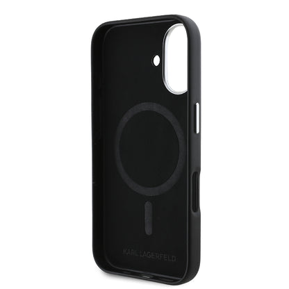 MagSafe Hülle für Apple iPhone 16, Karl Lagerfeld, FW Metal Plate, Schwarz