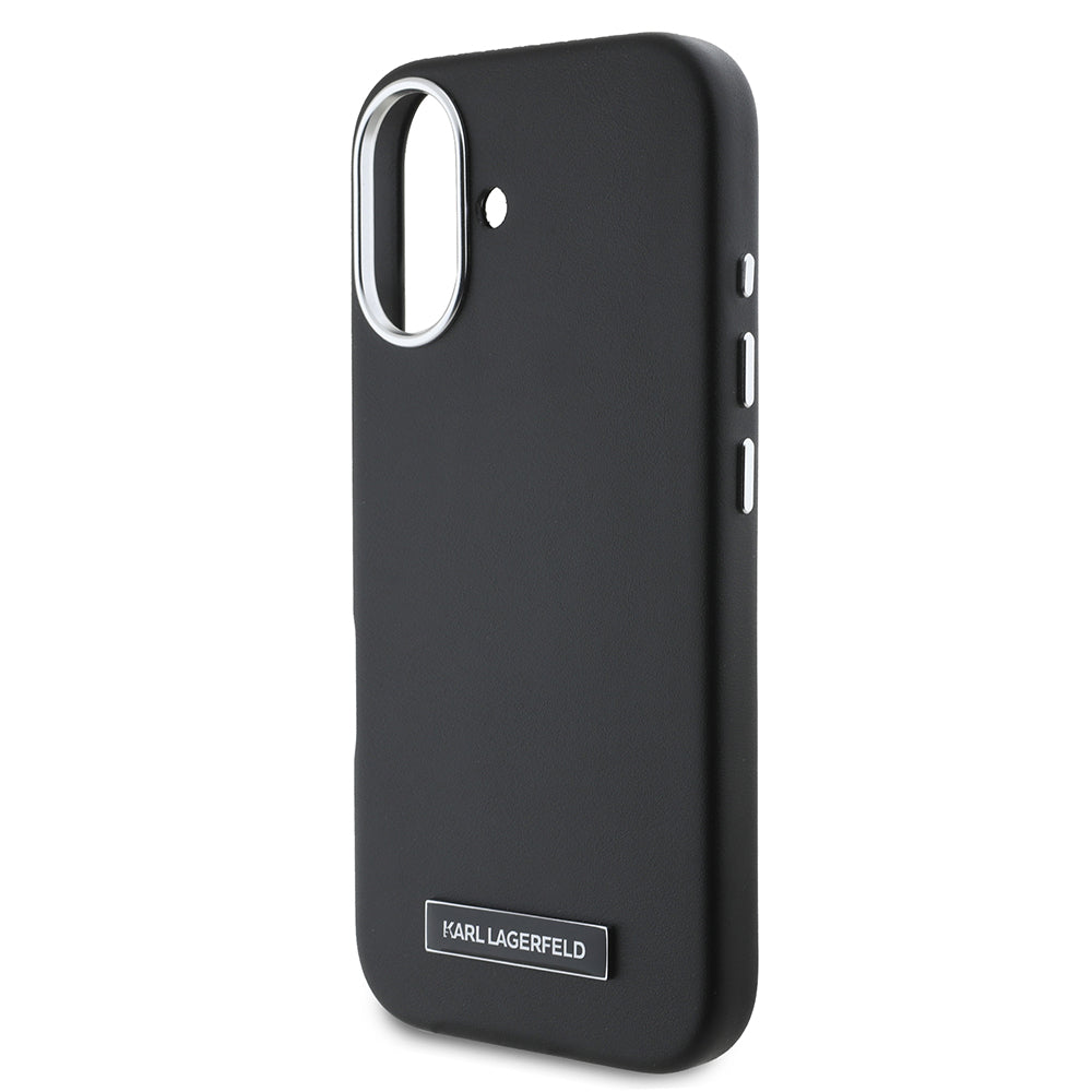 MagSafe Hülle für Apple iPhone 16, Karl Lagerfeld, FW Metal Plate, Schwarz
