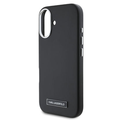 MagSafe Hülle für Apple iPhone 16, Karl Lagerfeld, FW Metal Plate, Schwarz