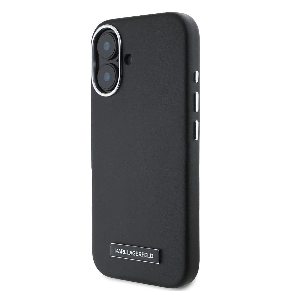 MagSafe Hülle für Apple iPhone 16, Karl Lagerfeld, FW Metal Plate, Schwarz