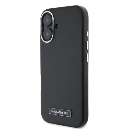 MagSafe Hülle für Apple iPhone 16, Karl Lagerfeld, FW Metal Plate, Schwarz