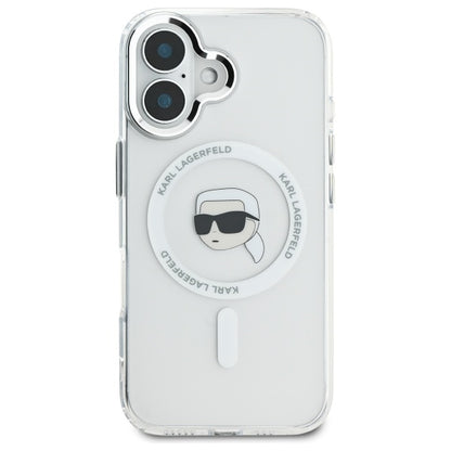 MagSafe Case for Apple iPhone 16, Karl Lagerfeld, IML Metal Karl's Head, White