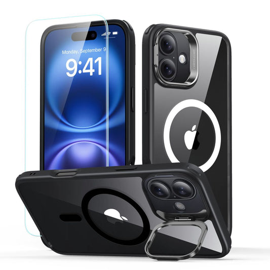 MagSafe Hülle für Apple iPhone 16 Plus, ESR, Classic Hybrid Kickstand mit Displayschutz, Schwarz Transparent