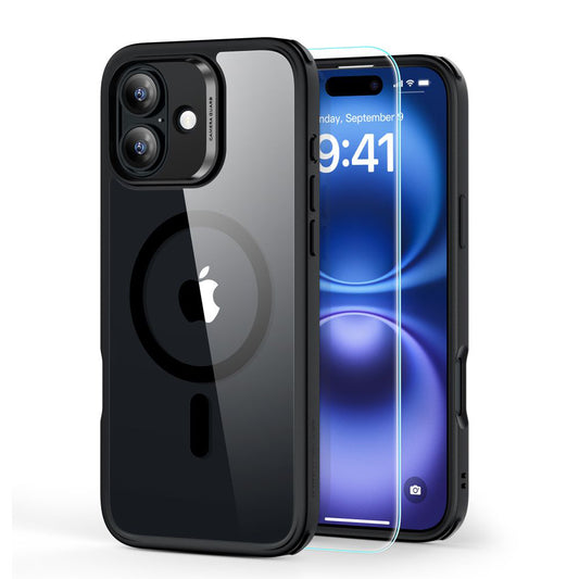MagSafe Hülle für Apple iPhone 16 Plus, ESR, Classic Hybrid mit Displayschutz, Schwarz Transparent