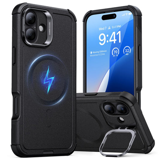 MagSafe Hülle für Apple iPhone 16 Plus, ESR, Cyber Armor Kickstand, Schwarz