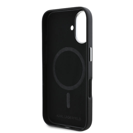 MagSafe Hülle für Apple iPhone 16 Plus, Karl Lagerfeld, FW Metal Plate, Schwarz