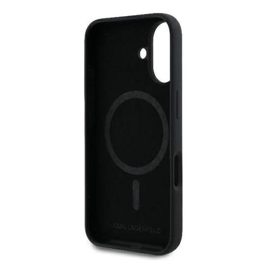 MagSafe Hülle für Apple iPhone 16 Plus, Karl Lagerfeld, Silicone Ring Karl & Choupette, Schwarz