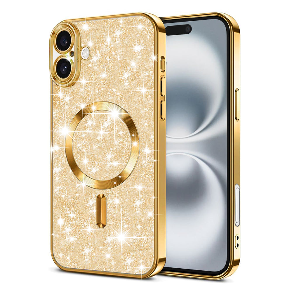 MagSafe-Hülle für Apple iPhone 16 Plus, Techsuit, Luxury Glitter, Gold