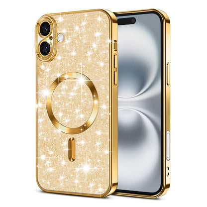 MagSafe-Hülle für Apple iPhone 16 Plus, Techsuit, Luxury Glitter, Gold