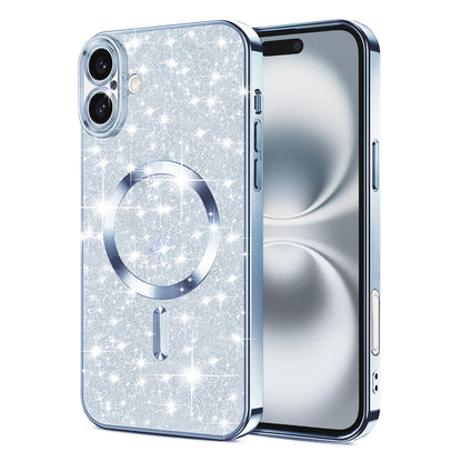 MagSafe-Hülle für Apple iPhone 16 Plus, Techsuit, Luxury Glitter, Blau