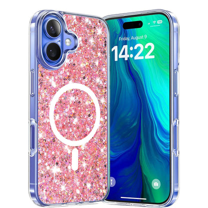 MagSafe-Hülle für Apple iPhone 16 Plus, Techsuit, Glitzernd, Rosa