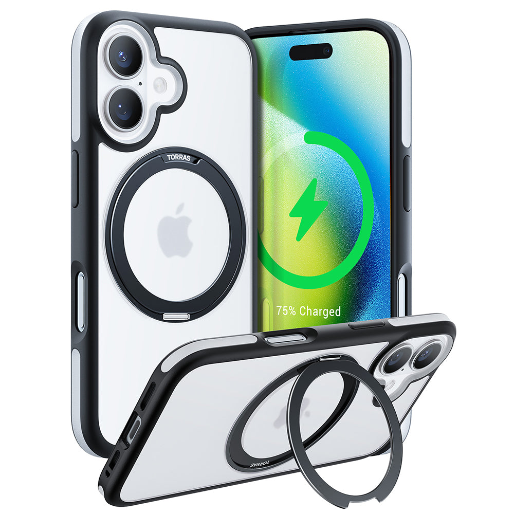 MagSafe Hülle für Apple iPhone 16 Plus, Torras, Ostand R Fusion, Schwarz
