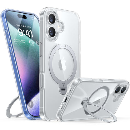 MagSafe Hülle für Apple iPhone 16 Plus, Torras, Ostand Spin, Transparent