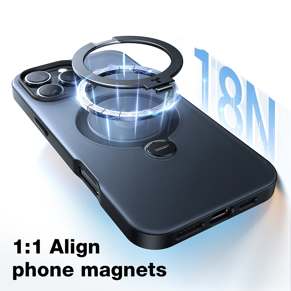 MagSafe Hülle für Apple iPhone 16 Plus, Torras, Ostand Spin, Transparent