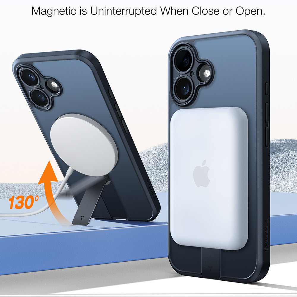 MagSafe Hülle für Apple iPhone 16 Plus, Torras, Pstand Spin, Schwarz