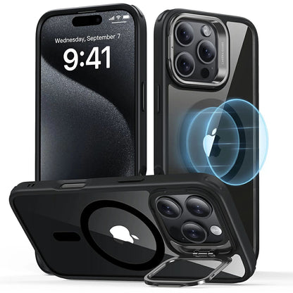 MagSafe Hülle für Apple iPhone 16 Pro, ESR, Classic Hybrid Kickstand, Schwarz Transparent