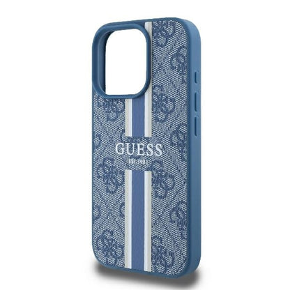 MagSafe Hülle für Apple iPhone 16 Pro, Guess, 4G Printed Stripes, Blau