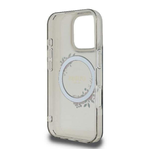 MagSafe Hülle für Apple iPhone 16 Pro, Guess, IML Flowers Wreath, Schwarz