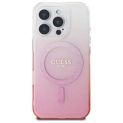 MagSafe Hülle für Apple iPhone 16 Pro, Guess, IML Glitter Gradient, Rosa