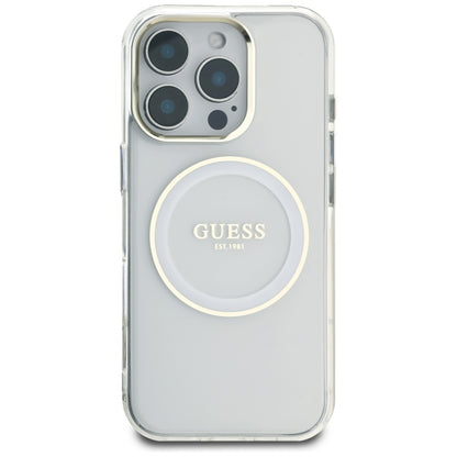 MagSafe Hülle für Apple iPhone 16 Pro, Guess, IML Metal Colored Circle, Weiß