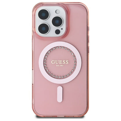 MagSafe Hülle für Apple iPhone 16 Pro, Guess, IML Rhinestone, Rosa