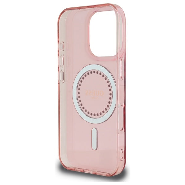 MagSafe Hülle für Apple iPhone 16 Pro, Guess, IML Rhinestone, Rosa