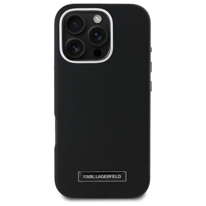 MagSafe Hülle für Apple iPhone 16 Pro, Karl Lagerfeld, FW Metal Plate, Schwarz