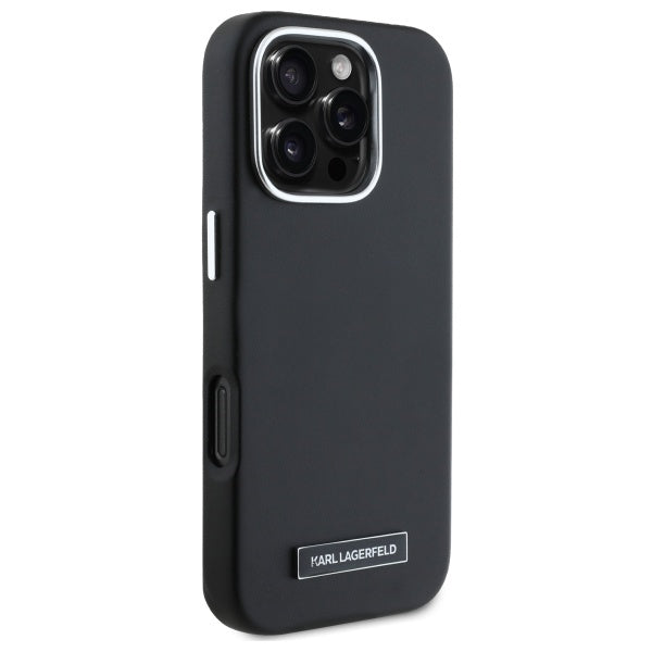 MagSafe Hülle für Apple iPhone 16 Pro, Karl Lagerfeld, FW Metal Plate, Schwarz