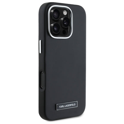 MagSafe Hülle für Apple iPhone 16 Pro, Karl Lagerfeld, FW Metal Plate, Schwarz