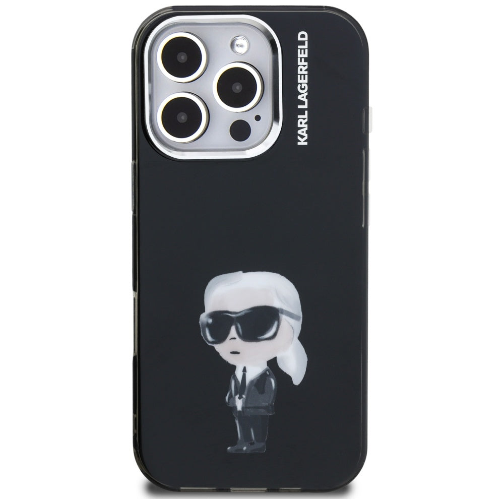 MagSafe Hülle für Apple iPhone 16 Pro, Karl Lagerfeld, IML Aquarelle Logo Karl, Schwarz