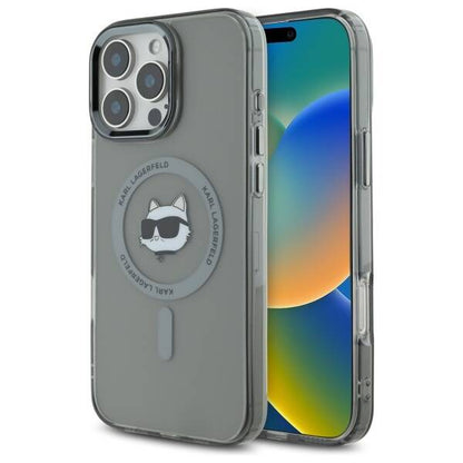 MagSafe Hülle für Apple iPhone 16 Pro, Karl Lagerfeld, IML Metal Choupette's Head, Schwarz