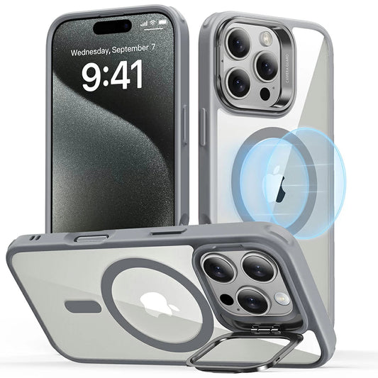 MagSafe Hülle für Apple iPhone 16 Pro Max, ESR, Classic Hybrid Kickstand, Transparent Grau