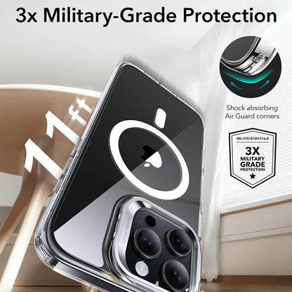 MagSafe Case for Apple iPhone 16 Pro Max, ESR, Classic Hybrid Kickstand, Transparent Black