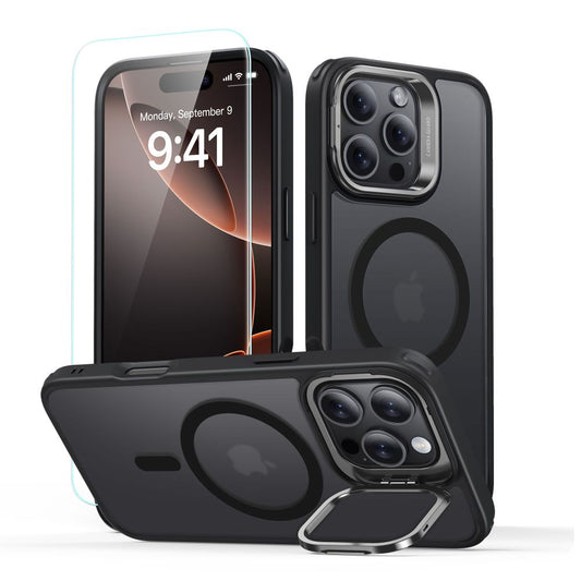 MagSafe Hülle für Apple iPhone 16 Pro Max, ESR, Classic Hybrid Kickstand mit Displayschutz, Satinschwarz