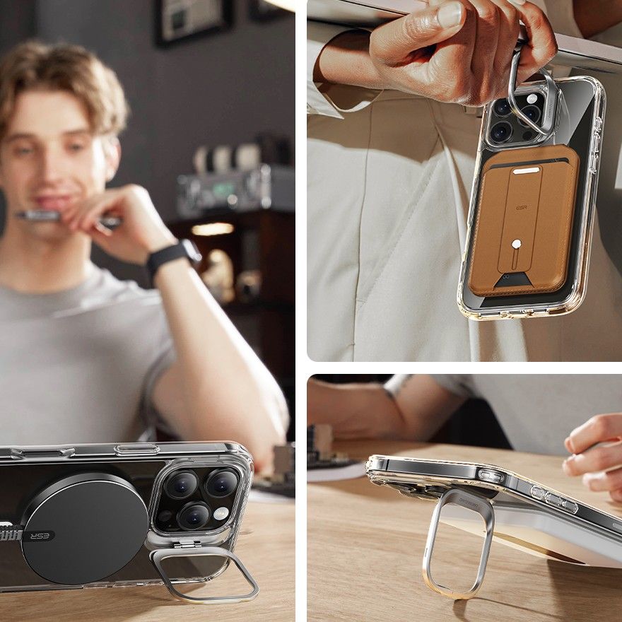 MagSafe Hülle für Apple iPhone 16 Pro Max, ESR, Classic Hybrid Kickstand mit Displayschutz, Transparent