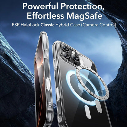 MagSafe Hülle für Apple iPhone 16 Pro Max, ESR, Classic Hybrid Slide, Schwarz Transparent