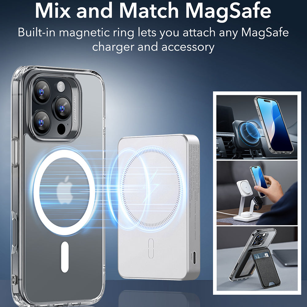 MagSafe Hülle für Apple iPhone 16 Pro Max, ESR, Classic Hybrid, Satiniert Transparent