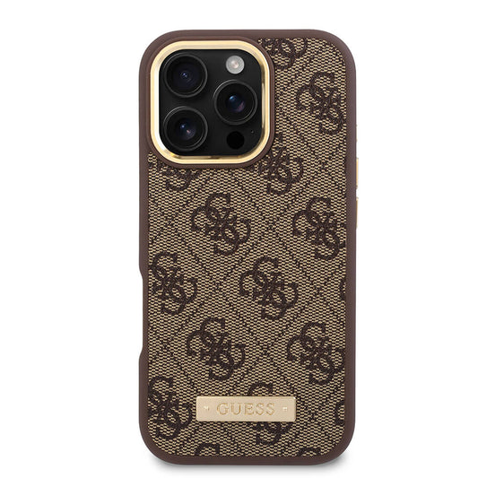 MagSafe Hülle für Apple iPhone 16 Pro Max, Guess, 4G Logo Plate, Rosa