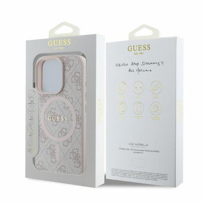 MagSafe Case for Apple iPhone 16 Pro Max, Guess, 4G Ring Classic Logo, Pink