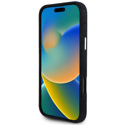 MagSafe Hülle für Apple iPhone 16 Pro Max, Guess, Denim Triangle Logo, Schwarz