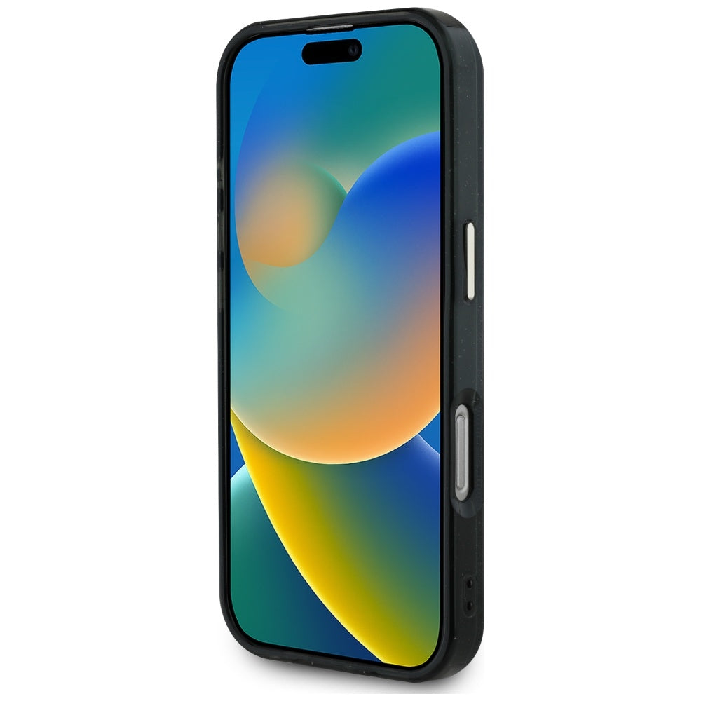 MagSafe Hülle für Apple iPhone 16 Pro Max, Guess, IML Glitter 4G Circle Triangle, Schwarz