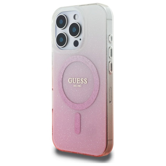 MagSafe Hülle für Apple iPhone 16 Pro Max, Guess, IML Glitter Gradient, Rosa