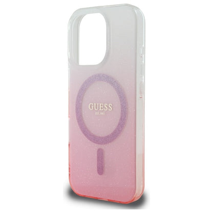 MagSafe Hülle für Apple iPhone 16 Pro Max, Guess, IML Glitter Gradient, Rosa