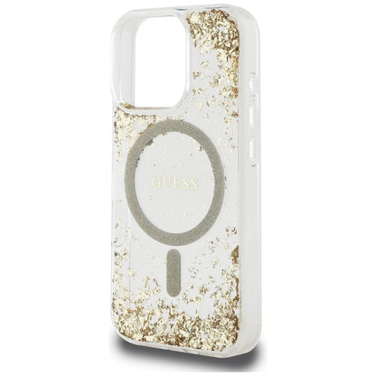 MagSafe Hülle für Apple iPhone 16 Pro Max, Guess, Resin Bottom Glitter, Gold