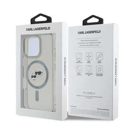 MagSafe Hülle für Apple iPhone 16 Pro Max, Karl Lagerfeld, IML Metal Karl & Choupette's Heads, Schwarz