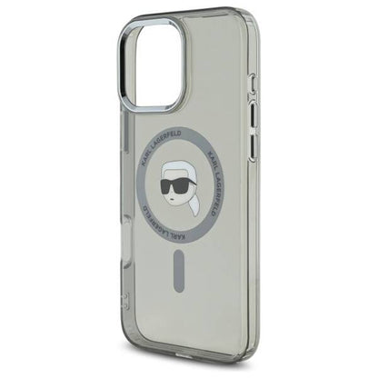 MagSafe Hülle für Apple iPhone 16 Pro Max, Karl Lagerfeld, IML Metal Karl's Head, Schwarz