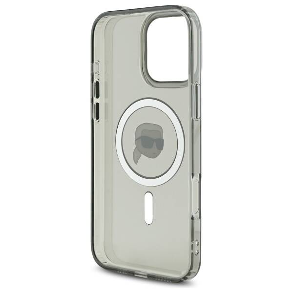 MagSafe Hülle für Apple iPhone 16 Pro Max, Karl Lagerfeld, IML Metal Karl's Head, Schwarz