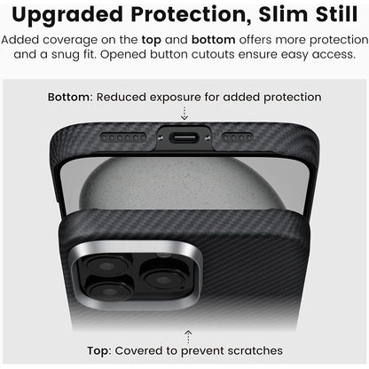 MagSafe-Hülle für Apple iPhone 16 Pro Max, Techsuit, Aramidfaser, Schwarz