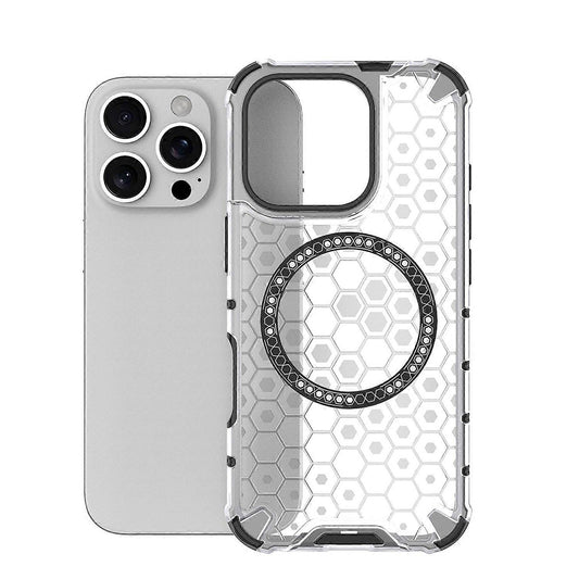 MagSafe-Hülle für Apple iPhone 16 Pro Max, Techsuit, HoneyComb Shield, Weiß