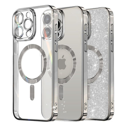 MagSafe-Hülle für Apple iPhone 16 Pro Max, Techsuit, Luxury Glitter, Silber
